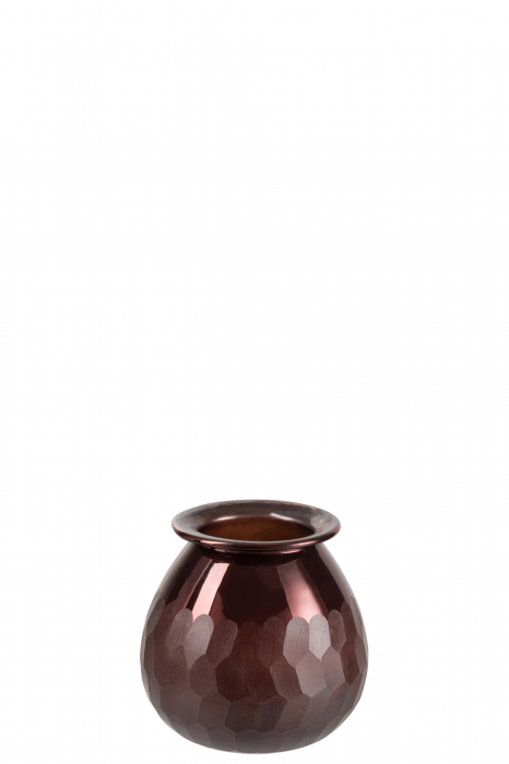 Vaza Cognac, Sticla, Rosu inchis, 15x15x15 cm