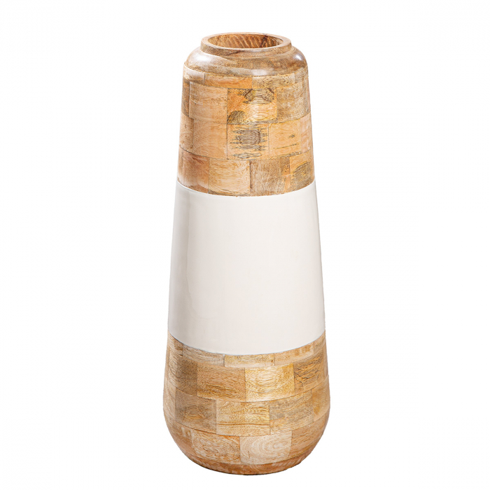 Vaza, conica, Naturelle, Lemn de mango, ecru, alb, PU 1, H. 49 cm, D. 20 cm [1]