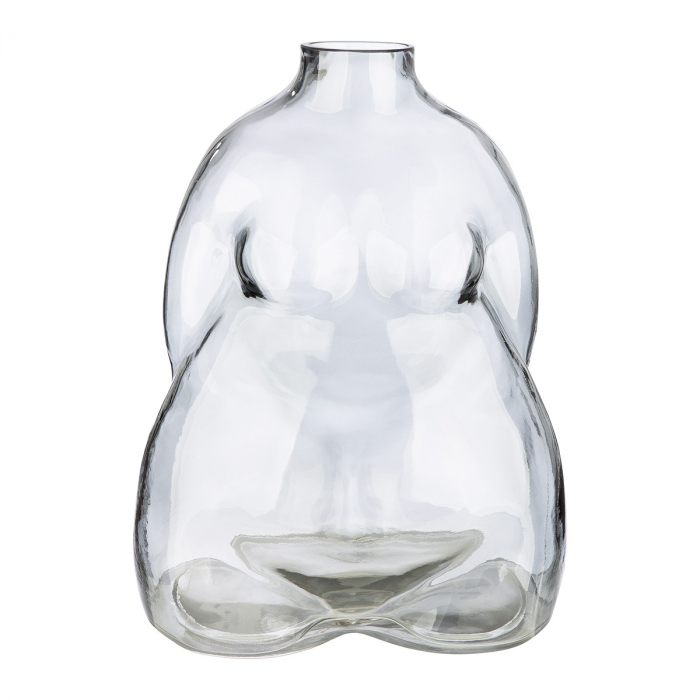 Vază, Corp, Motiv femeie, Sticlă, gri, PU 2, L. 14 cm, L. 18 cm, H 25 cm [1]