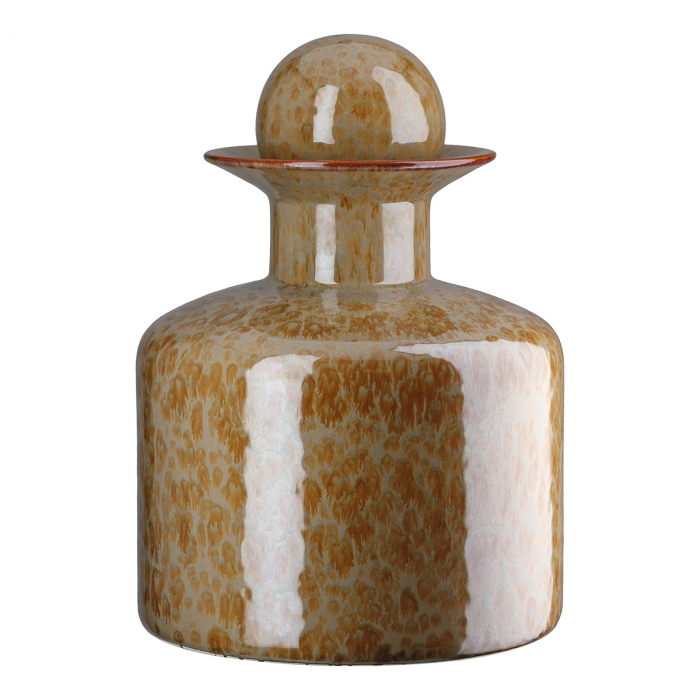 Vază cu capac, ceramică, maro, PU 1, H 29 cm, D 21 cm [1]