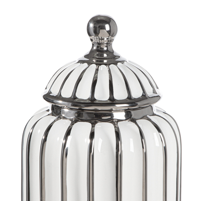 Vaza cu capac, „Stripes”, cu dungi, ceramica, alb, PU 2, L. 13,5 cm, latime 13,5 cm, inaltime 28,5 cm [2]