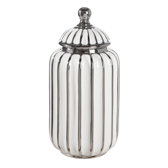 Vaza cu capac, „Stripes”, cu dungi, ceramica, alb, PU 2, L. 17 cm, l. 17 cm, H 33,5 cm [3]