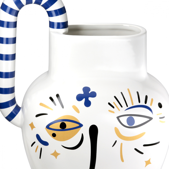 Vază cu mâner, Fira, Motivul feței, Ceramica, alb, PU 1, L. 15 cm, L. 24 cm, H. 36 cm [3]