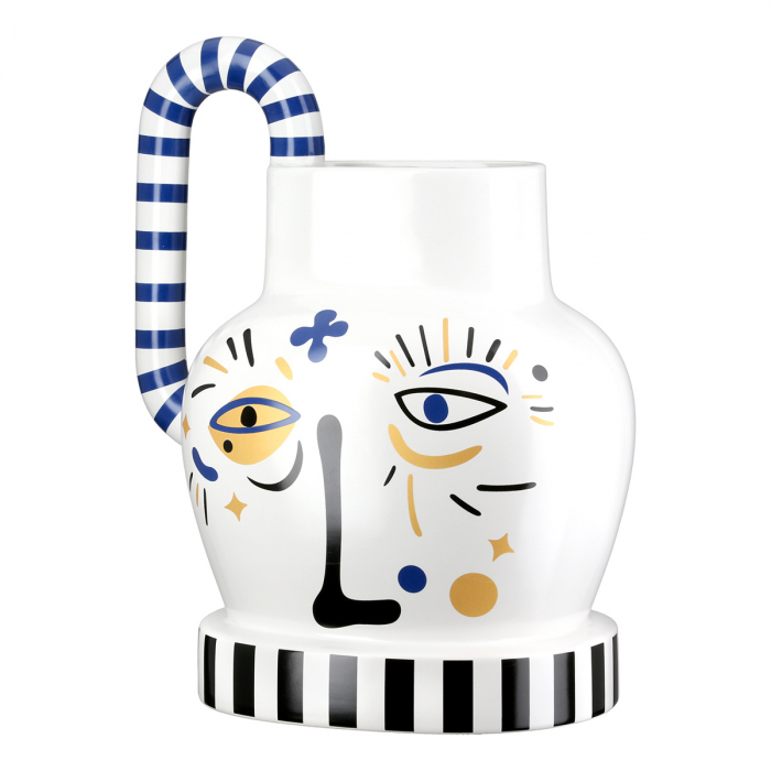 Vaza cu manere, Fira, Motiv fata, Ceramica, alb, PU 1, L. 15 cm, L. 24 cm, H. 23 cm [1]