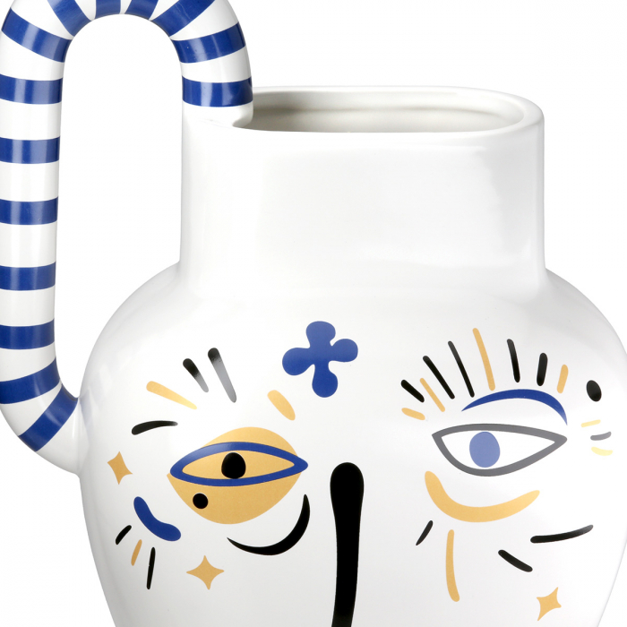 Vaza cu manere, Fira, Motiv fata, Ceramica, alb, PU 1, L. 15 cm, L. 24 cm, H. 23 cm [4]
