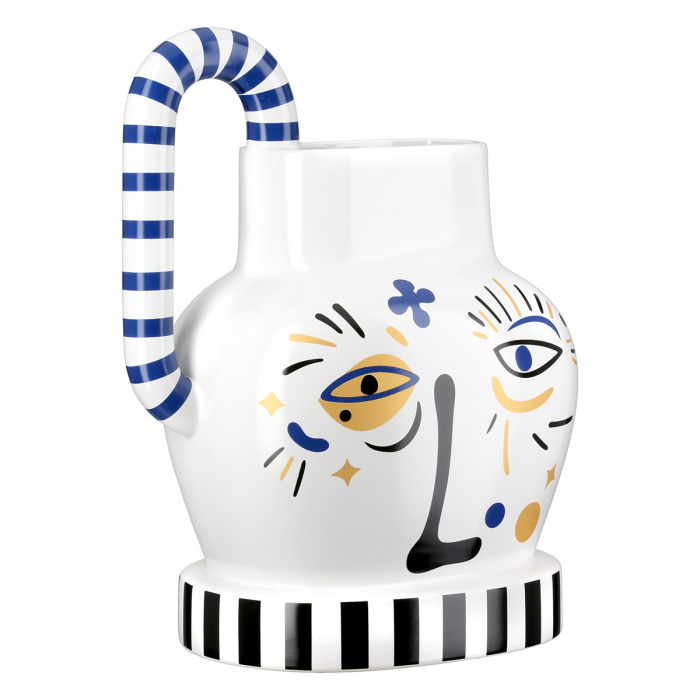 Vaza cu manere, Fira, Motiv fata, Ceramica, alb, PU 1, L. 15 cm, L. 24 cm, H. 23 cm [2]