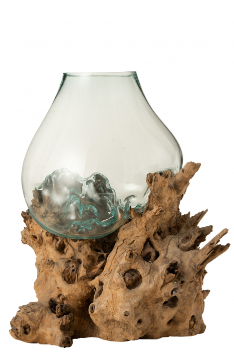 Vaza cu picior Gamal, Lemn, Natural, 50x50x50 cm Jolipa