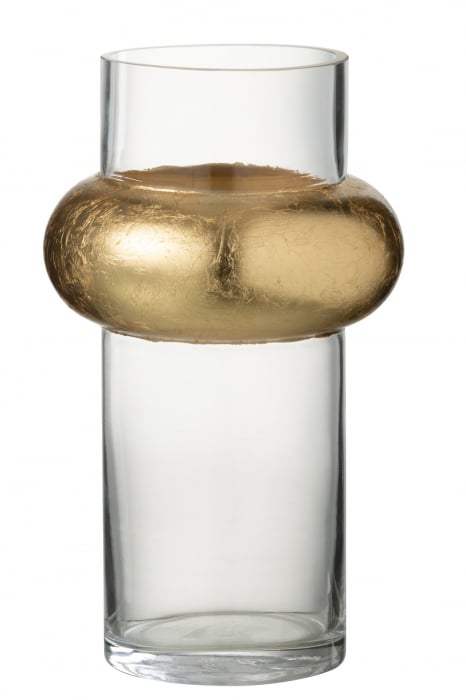 Vaza Cylinder Ring, Sticla, Transparent, 14x14x25 cm