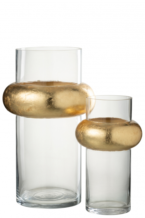 Vaza Cylinder Ring, Sticla, Transparent, 20x20x35 cm [2]