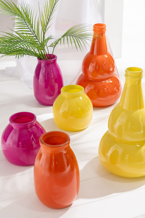 Vază de sticlă, portocalie M, L 17.5| W 17.5| H 28 cm [2]