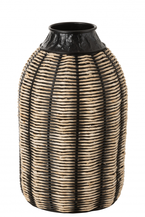 Vaza Decoration, Rattan Bambus, Negru, 32x32x56 cm