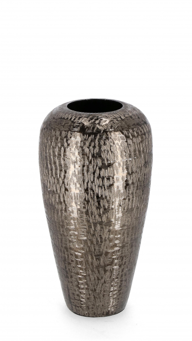Vaza decorativa Lathe, Aluminiu, Antracit, 16x31 cm