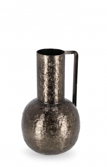Vaza decorativa Lathe, Aluminiu, Antracit, 17.5x31 cm