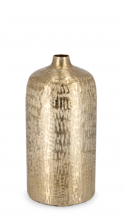 Vaza decorativa Lathe, Aluminiu, Auriu, 18.5x38 cm