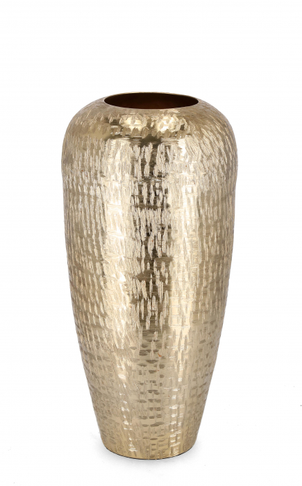 Vaza decorativa Lathe, Aluminiu, Auriu, 19x39.5 cm