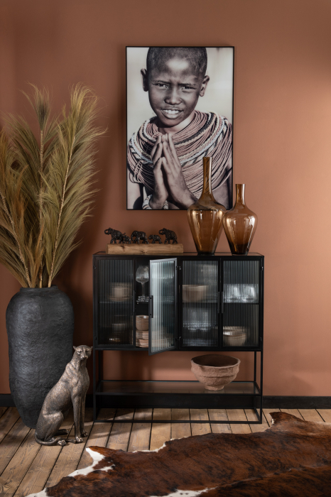 Vaza decorativa Paper Mache, Hartie, Negru, 48x48x99 cm [2]