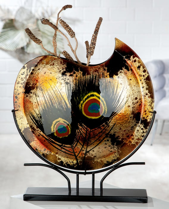 Vaza decorativa Peacock, Sticla, Multicolor, 45x52x10 cm image3