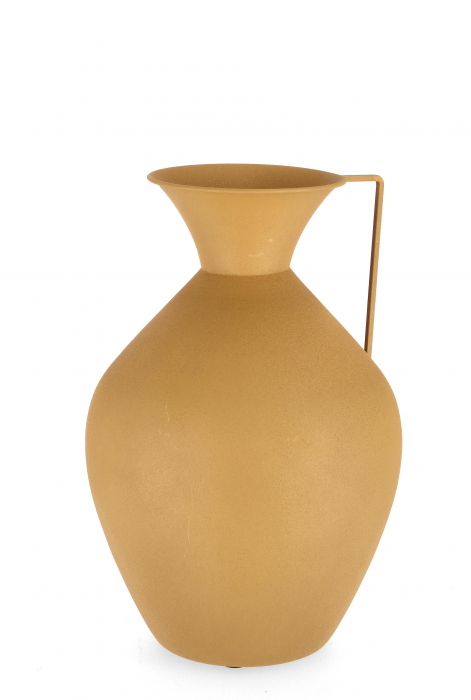 Vaza decorativa Pelike, Metal, Ocru, 25x37 cm