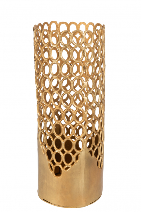 Vaza decorativa Rings, Aluminiu, Auriu, 30x30x81 cm