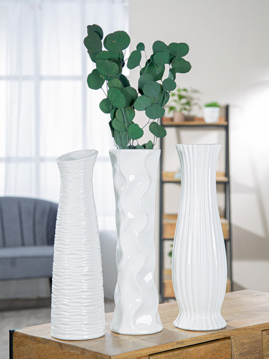 Vaza, Diverso, Ceramica, alba, PU 3, 3 buc. asortate, H. 46 cm, D. 13 cm [5]