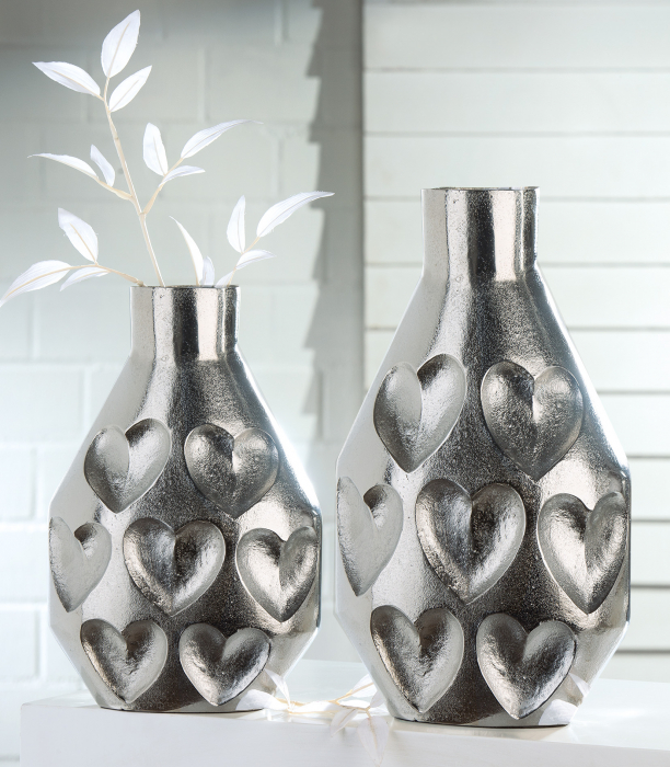 Vaza Eros, Aluminiu, Argintiu, 22x32x12 cm