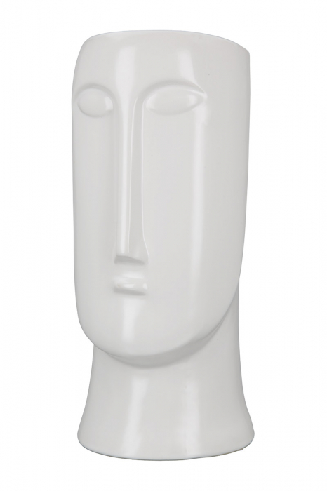 Poza Vaza Face Batu, Ceramica, Alb, 15x13.5x31 cm