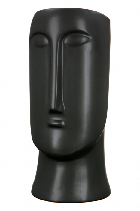 Vaza Face Batu, Ceramica, Negru, 15x13.5x31 cm