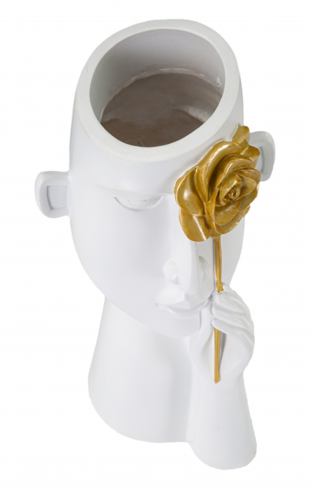 Vaza Face Fiore, Poliester, Alb/Auriu, 27x14x13 cm [4]