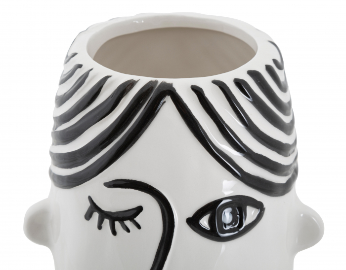 Vaza Face, portelan, alb/negru, 13.2X11.8X26.3 cm [6]