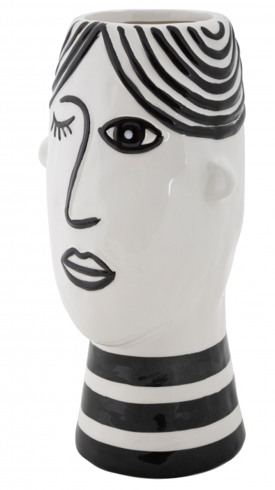 Vaza Face, portelan, alb/negru, 13.2X11.8X26.3 cm [4]