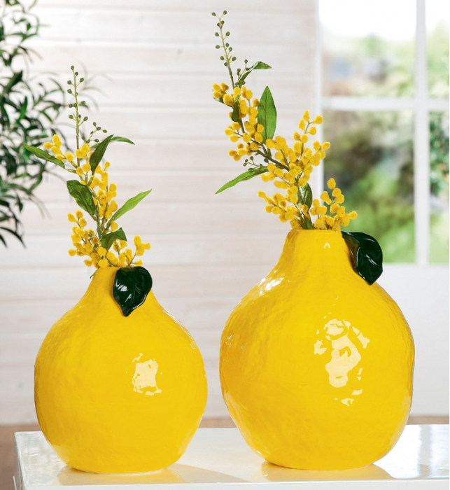 Vaza LIME, Handmade, ceramica, galben , 21,5x 25,5 cm