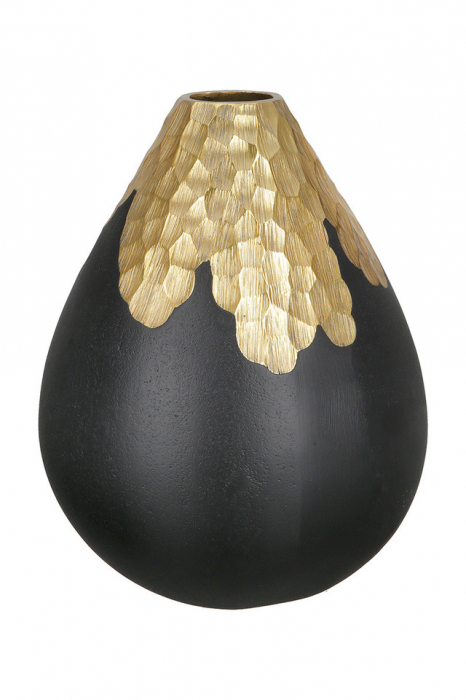 Vaza, FAVO, Aluminiu, Negru/ Auriu, 26X17 cm [2]