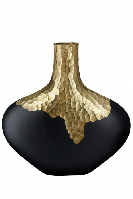 Vaza, FAVO, Aluminiu, Negru Auriu,36X6 cm