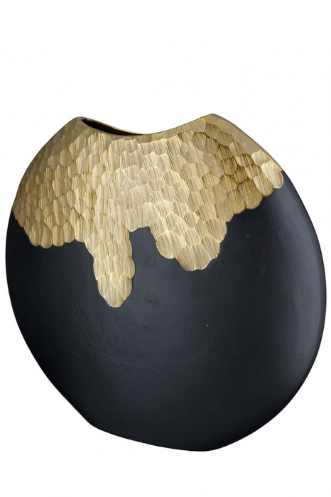 Vaza, FAVO, Aluminiu, Negru/ Auriu, 6.5X37X36 cm [2]