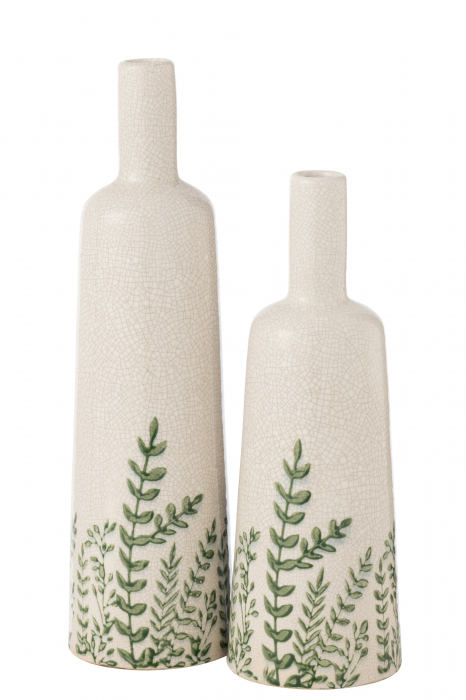 Vază, Ferny, Sticlă/ Gresie, Verde/Alb M, L 11| W 11| H 40 cm [2]