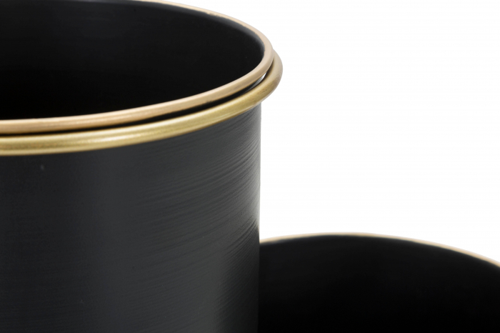 Set 3 ghivece cu suport, Fier, Negru/Auriu, 55x68x22,5 cm [7]
