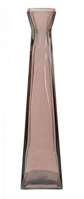 Vaza, florero, piramida sticla reciclata roz cm o 13x55 (fabricata in Spania)