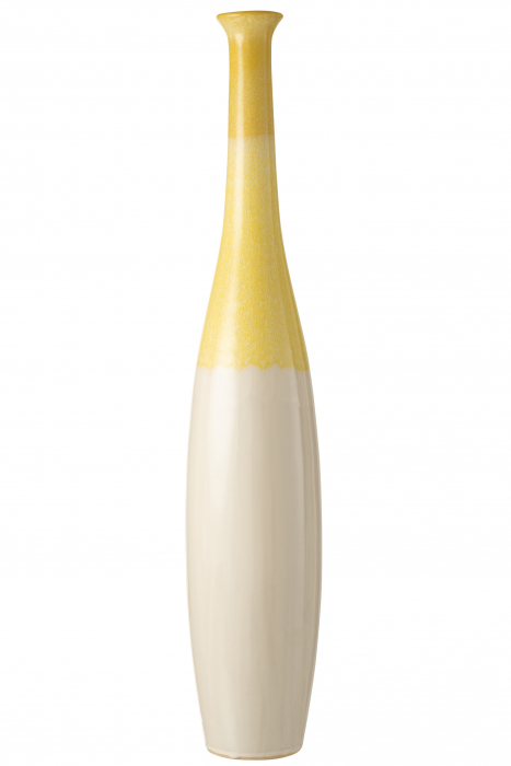 Vaza Fluto, Ceramica, Galben Crem, 19x19x98.5 cm