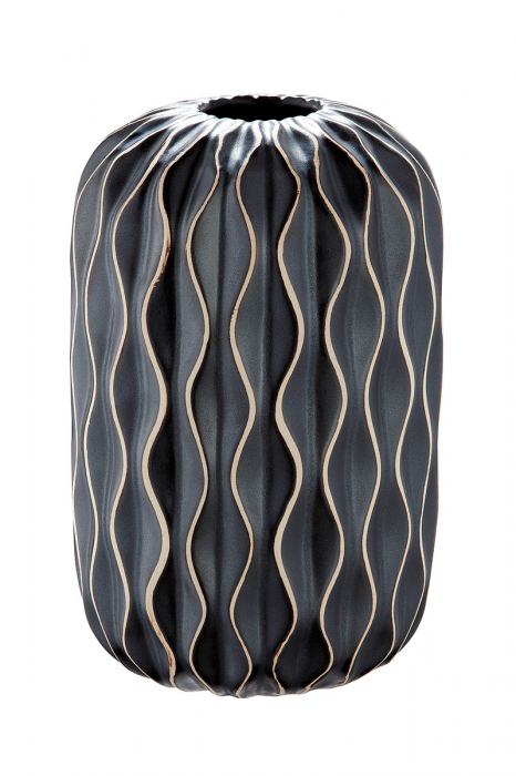 Vaza Flutto, ceramica, negru, 12.5x19.8x12.5 cm