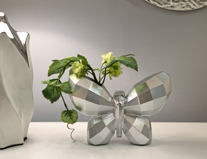 Vaza, fluture, argintie 22,5x8x15 cm  [5]