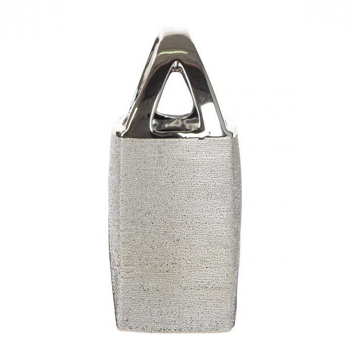 Vază, Geantă de mână, Ceramică, culoarea șampaniei, culoarea argintie, PU 2, L. 12 cm, l. 19 cm, H 26 cm [2]