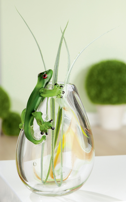 Vaza Gecko, sticla, verde, 12x21x12 cm GILDE