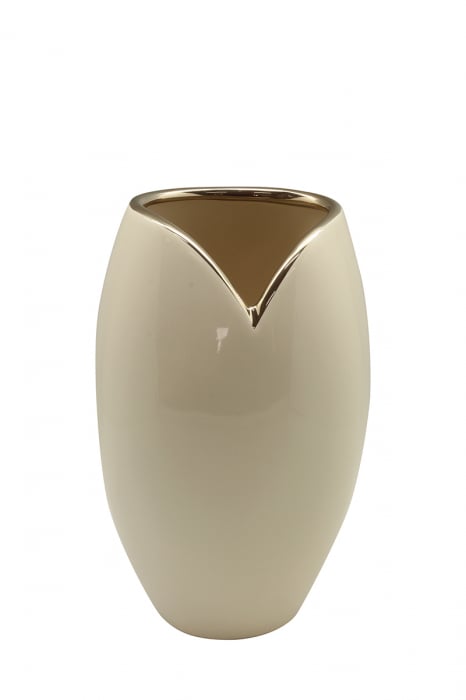 Vaza Giovanni , ceramica, crem, 16x12x26 cm