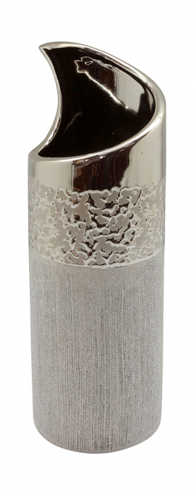 Poza Vaza Grace, ceramica, argintiu, 10x10x30 cm