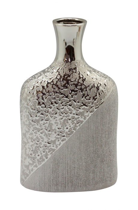Vaza Grace, ceramica, argintiu, 17.5x8x30 cm