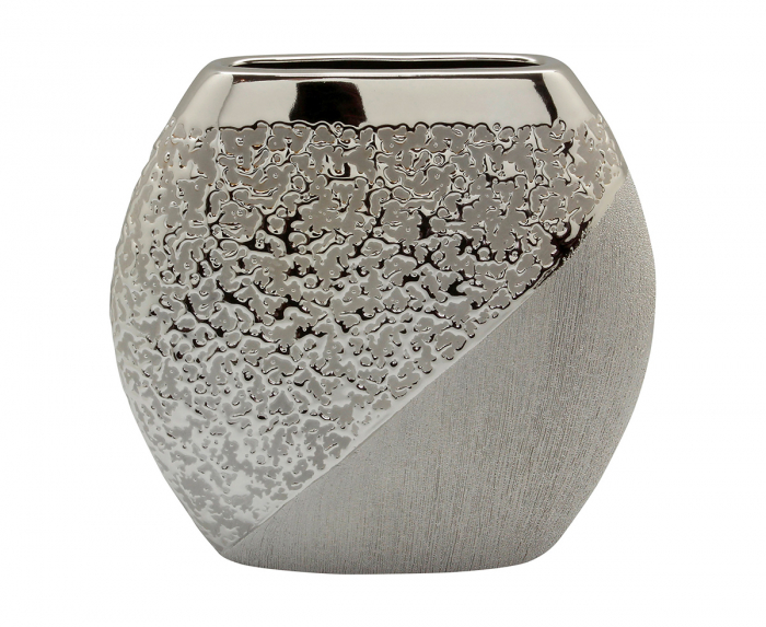Poza Vaza Grace, ceramica, argintiu, 26.5x7.5x25 cm