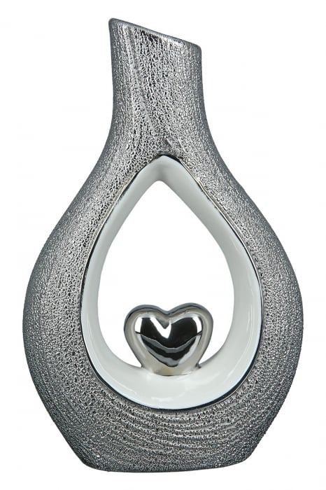 Vaza Heart, Portelan, Argintiu Alb, 13.5×21.3×5 cm GILDE