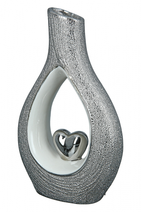Vaza Heart, Portelan, Argintiu/Alb, 15.3x25.5x6.8 cm [2]