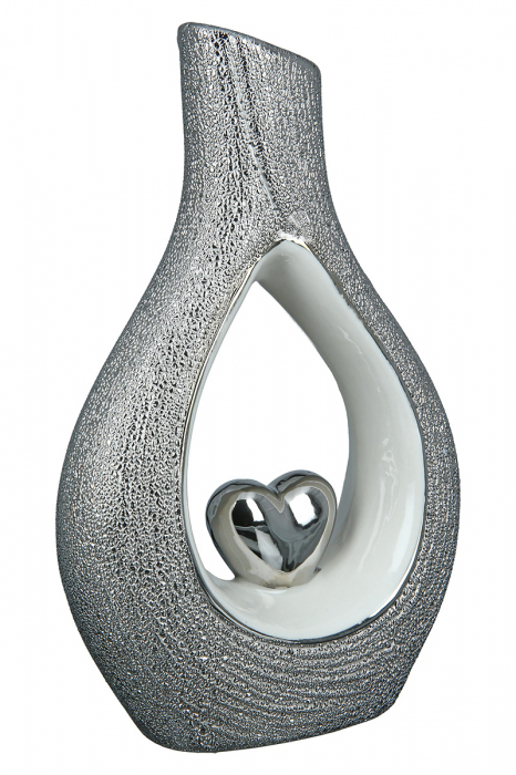 Vaza Heart, Portelan, Argintiu/Alb, 15.3x25.5x6.8 cm [3]
