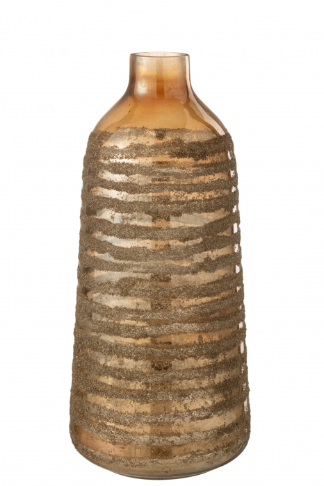 Vaza High Stripe, Sticla, Maro, 22x22x47 cm